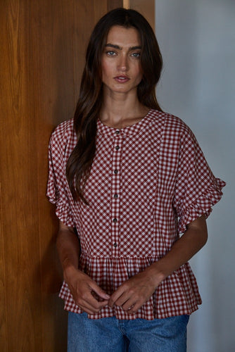 The Sayler Gingham Ruffle Top