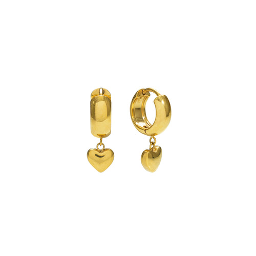 Gold Heart Hoop Earrings