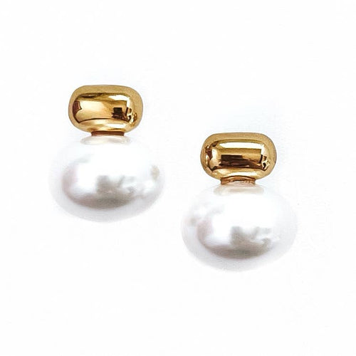 Emina Gold Pearl Stud Drop Earrings