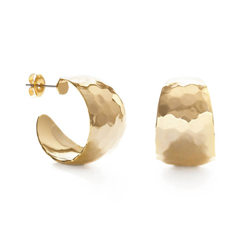 Hammered Vintage Style Hoops: Yellow Gold