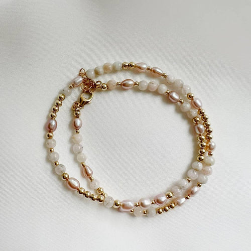 Ella Double Wrap Bracelet Pearl  or Choker Necklace | Gold Filled