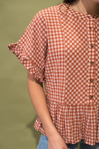 The Sayler Gingham Ruffle Top