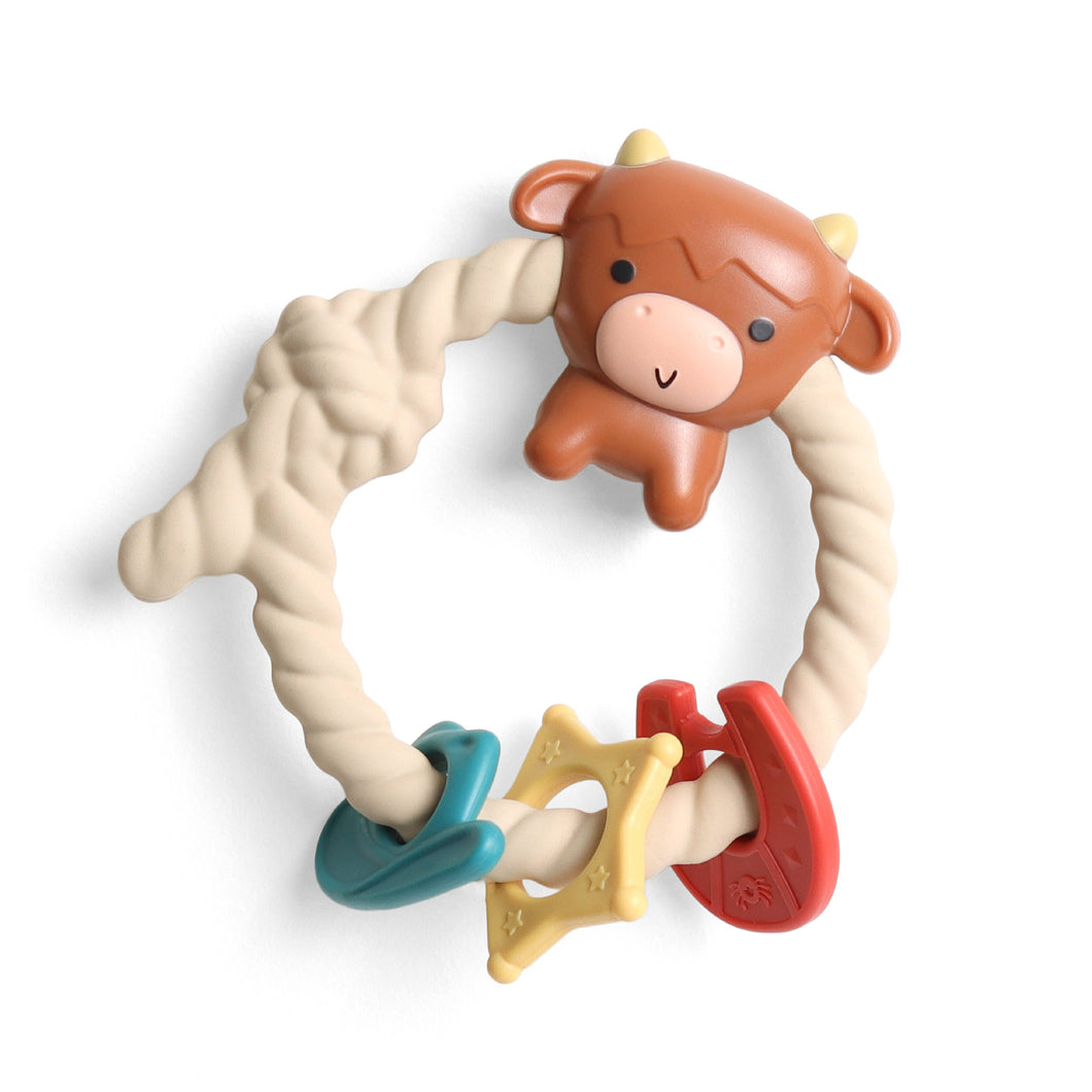 Ritzy Rattle™ Silicone Teether Rattles  | Highland Cow