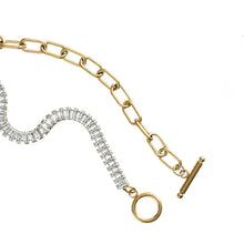 Gold Tennis and Paperclip Bracelet