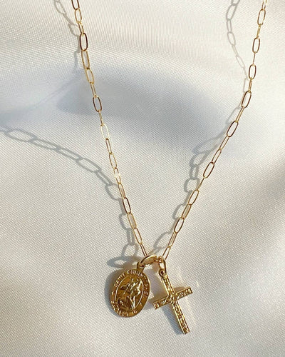 Saint Christopher Religious Charm Necklace | Gold Filled