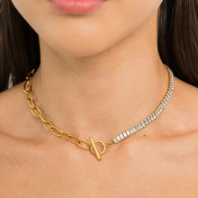 Gold Tennis and Paperclip Choker