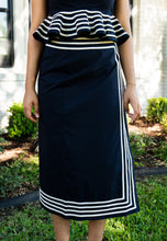 Cord Detail Peplum Top and Wrap Midi Skirt Set