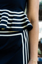 Cord Detail Peplum Top and Wrap Midi Skirt Set