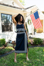 Cord Detail Peplum Top and Wrap Midi Skirt Set