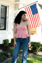 Pin Stripe Peplum Bow Tied Cami Top