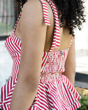Pin Stripe Peplum Bow Tied Cami Top
