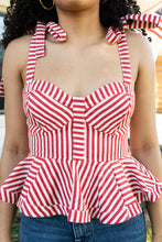 Pin Stripe Peplum Bow Tied Cami Top