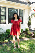 Puff Sleeve Gingham Mini Dress
