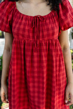 Puff Sleeve Gingham Mini Dress