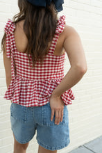 Daina Gingham Peplum Top Woven