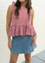 Daina Gingham Peplum Top Woven
