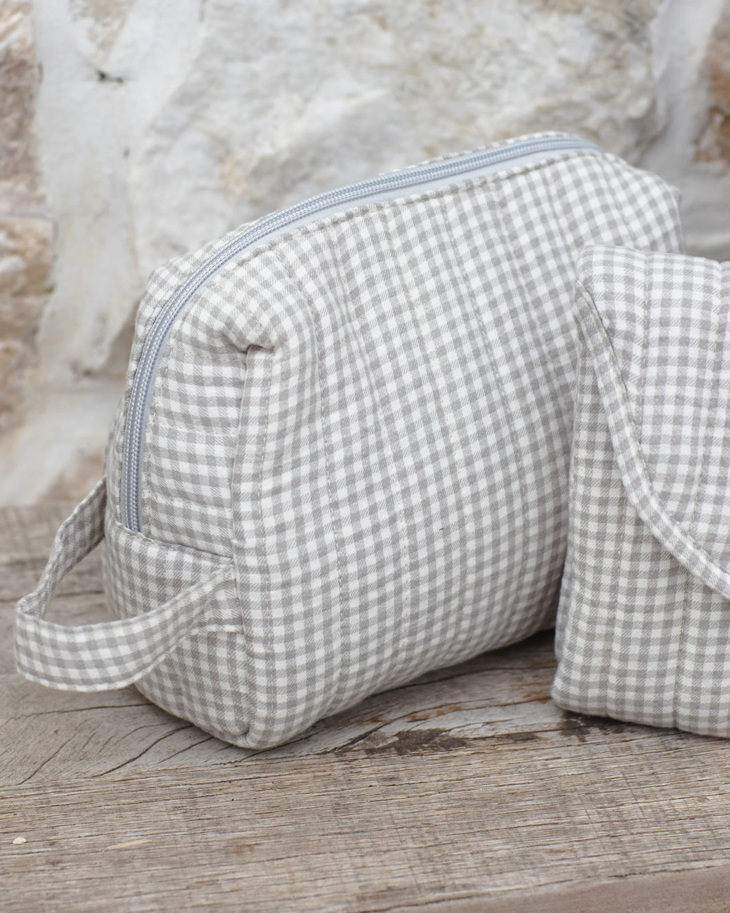 Toiletry Bag || Sage Gingham