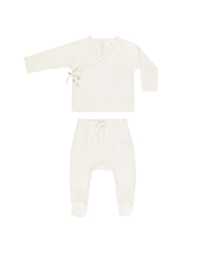 Wrap Top + Footed Pant Set