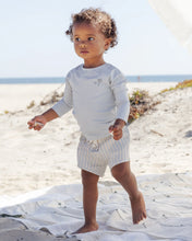 Boy Swim Short | Kids | Blue + Butterscotch Stripe