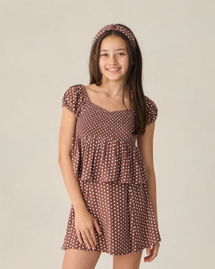 Flutter Top | Teen | Chocolate Polka Dot