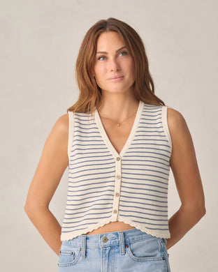 Knit Vest | Womens|  Marine Stripe