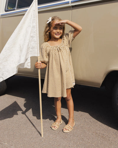 Sabrina Mini Dress || Ocre Check