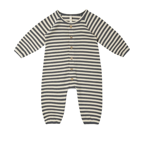 waffle long sleeve jumpsuit || navy stripe