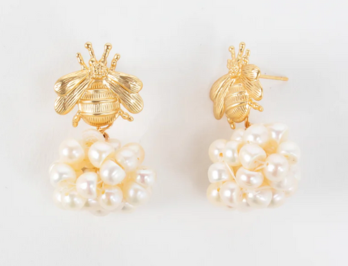 Bee Pearl Cluster Earring