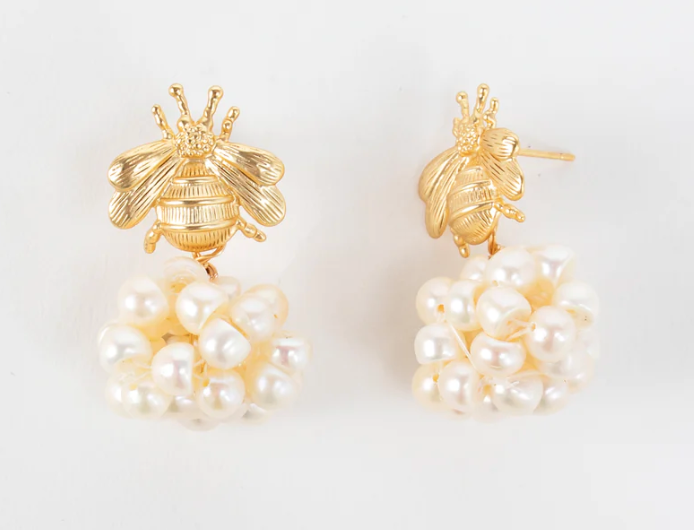Bee Pearl Cluster Earring