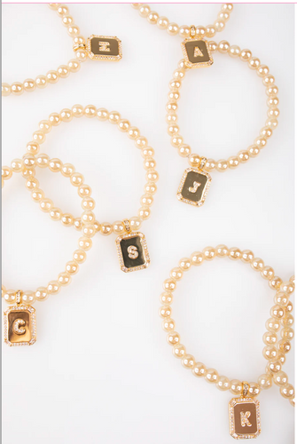 Clara Initial Stretch Pearl Bracelet