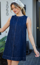 Sleeveless Exposed Seam Mini Dress | Denim