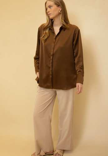Satin Placket Cover Button Up