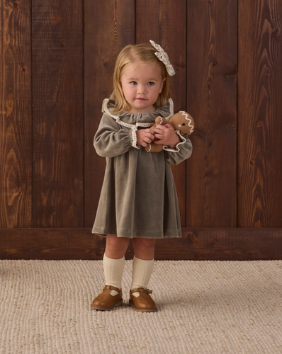 Velour Baby Dress || Spruce