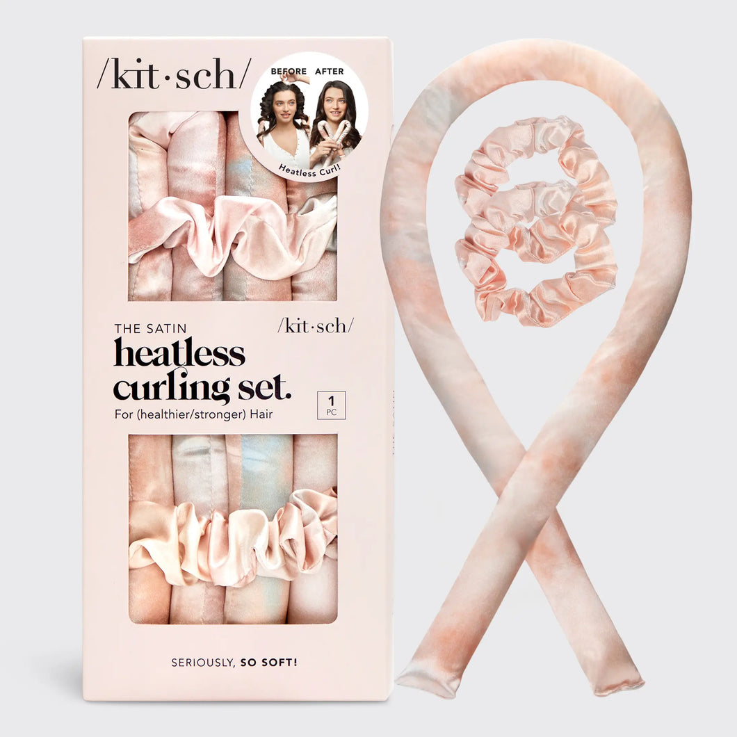 Satin Heatless Curling Set | Sunset Tie Dye & Charcoal