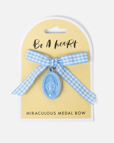 Miraculous Medal Blue Gingham Petite Bow