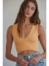 The Seamless Finely Ribbed Plunged V-Neck Crop Tank Top