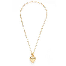 Small Puffed Heart on Toggle Chain Necklace
