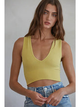 The Seamless Finely Ribbed Plunged V-Neck Crop Tank Top