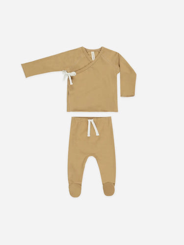 Wrap Top + Footed Pant Set