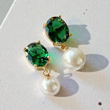 Dani Emerald Green Freshwater Pearl Earrings Gold Filled