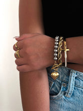 Bobbi Mixed Metal Beaded Heart Charm Bracelet