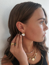 Emina Gold Pearl Stud Drop Earrings