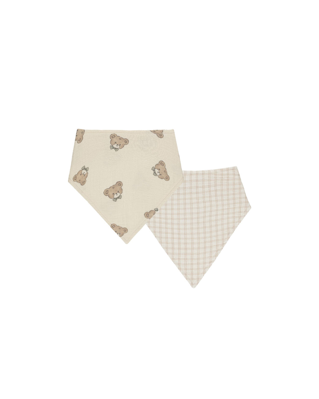 Bandana Bib, 2 Pack || Teddy, Oat Check