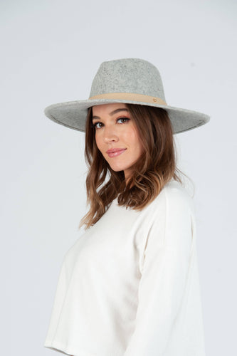 Heather Grey Wool Fedora with Trim