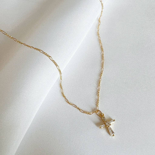 Petite CZ Cross Pendant Necklace