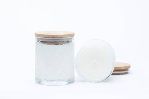 Textured leaf tumbler candle • coconut, amber, sandalwood