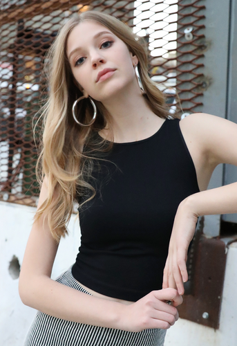 The Ribbed High Neck Crop Tanks