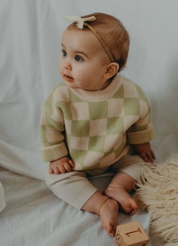 Checkered Knit Sweater | Lime