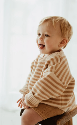 Striped Knit Sweater - Fawn